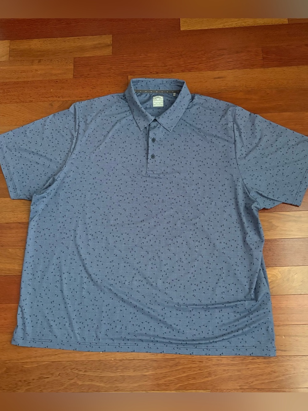 Callaway Blue Micro-Print Short Sleeve Polo Golf Shirt